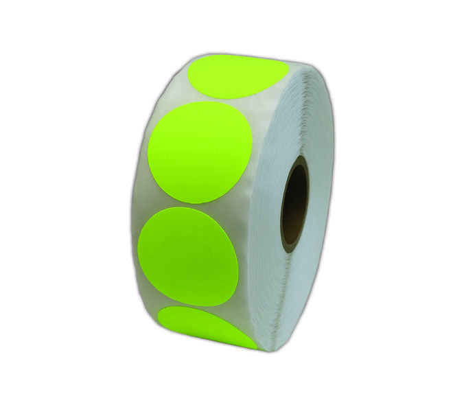 Etiket 50x50mm rond fluor geel premanent K45, 2000rol