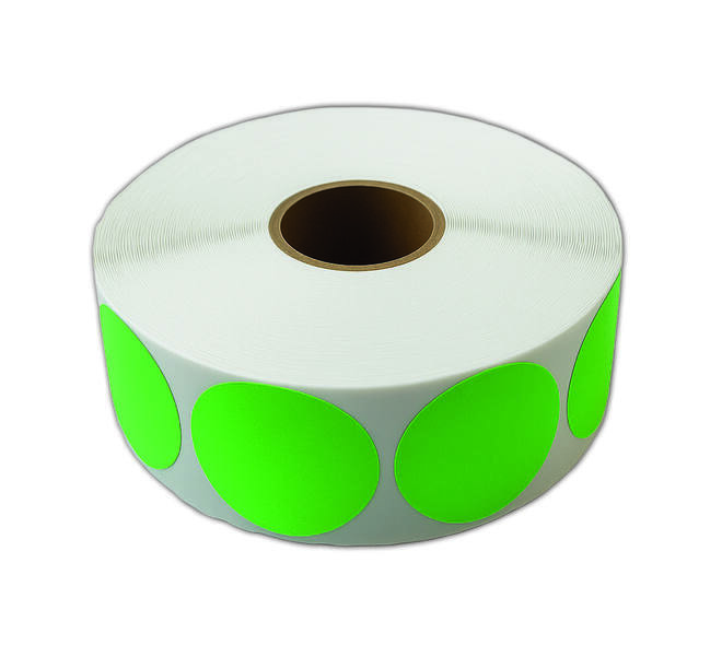 Etiket 50x50mm rond fluor groen premanent K45, 2000rol