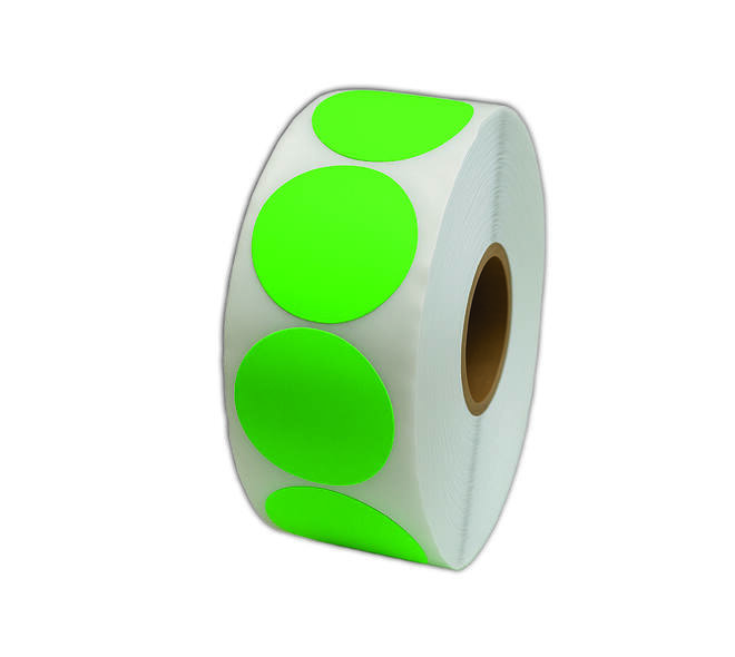 Etiket 50x50mm rond fluor groen premanent K45, 2000rol