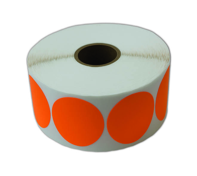 Etiket 50x50mm rond fluor oranje premanent K45, 2000rol