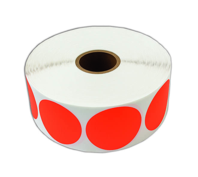 Etiket 50x50mm rond fluor rood premanent K45, 2000rol