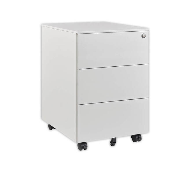 Ladeblok Euroseats 3 gelijke lade 50x39x60cm op wieltjes wit