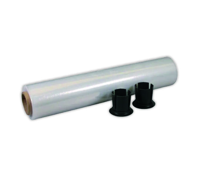 Wikkelfolie plus 450mmx300m 12mu OSC transparant + set plastic dispensers