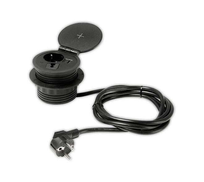 Inbouw powerbox 80mm rond met wireless charger