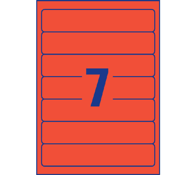 Rugetiket Avery smal 38x192mm zelfklevend rood