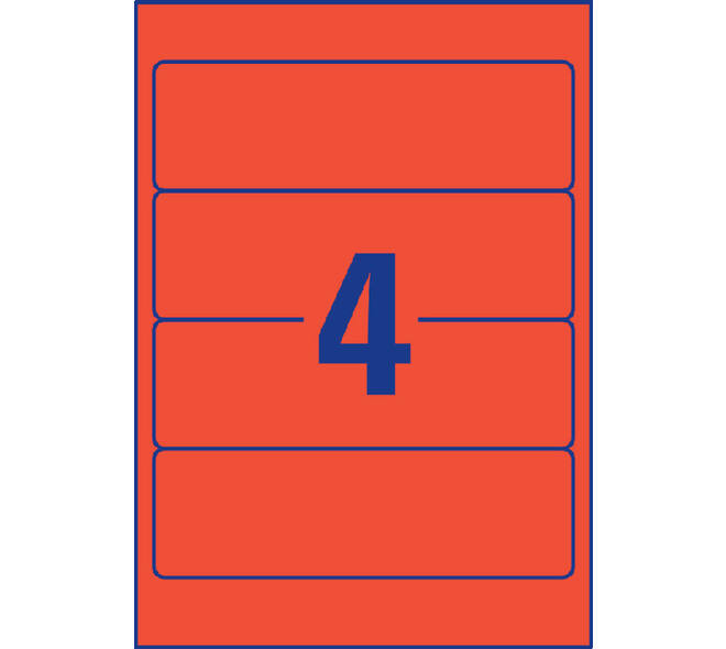 Rugetiket Avery breed 61x192mm zelfklevend rood