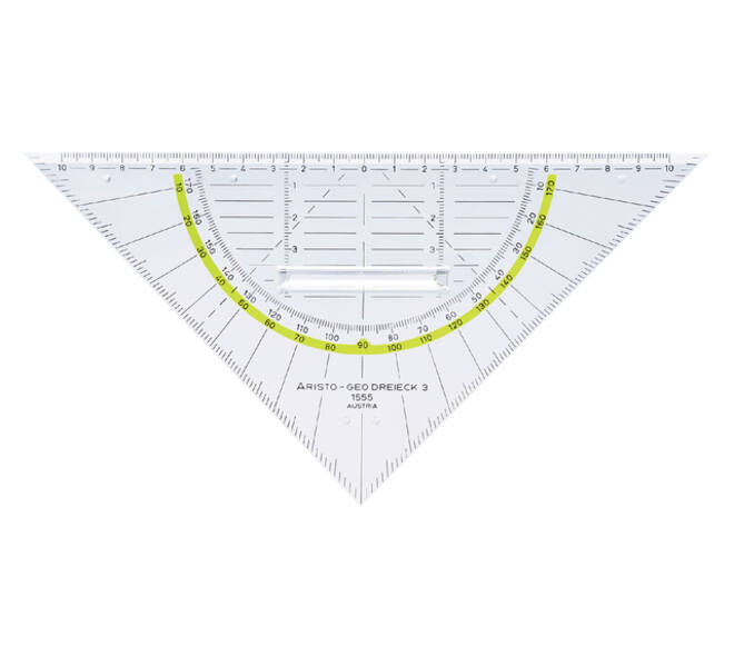 Geodriehoek Aristo 1555/2 225mm met greep transparant