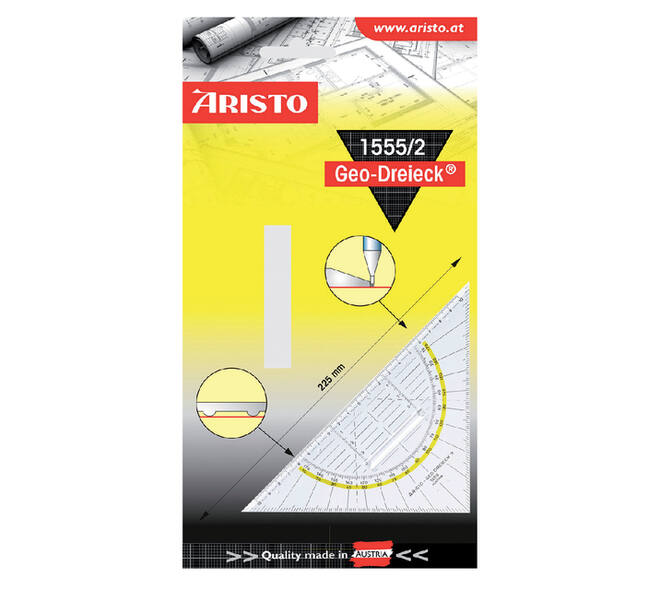 Geodriehoek Aristo 1555/2 225mm met greep transparant