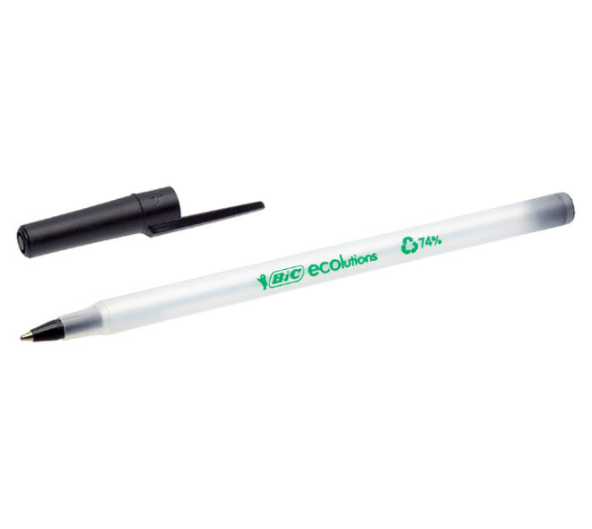Balpen Bic Ecolutions round stic medium zwart