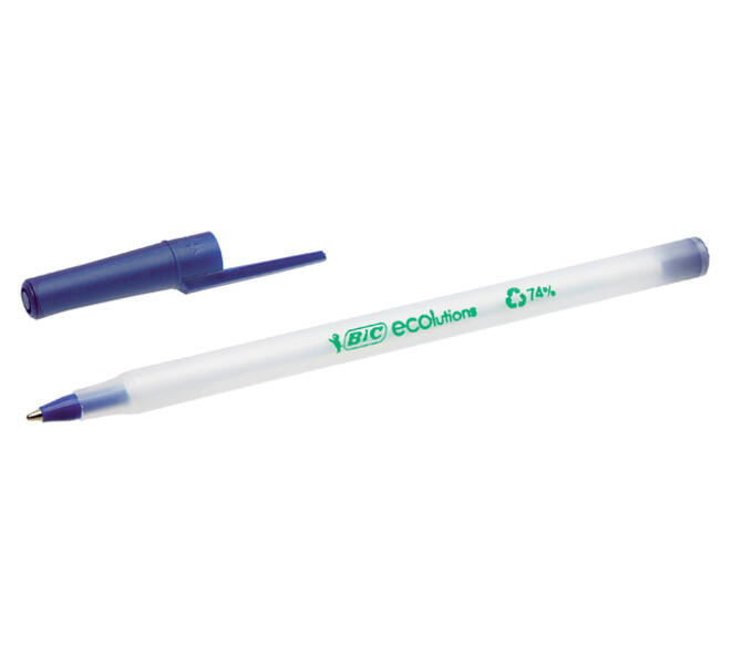 Balpen Bic Ecolutions round stic medium blauw