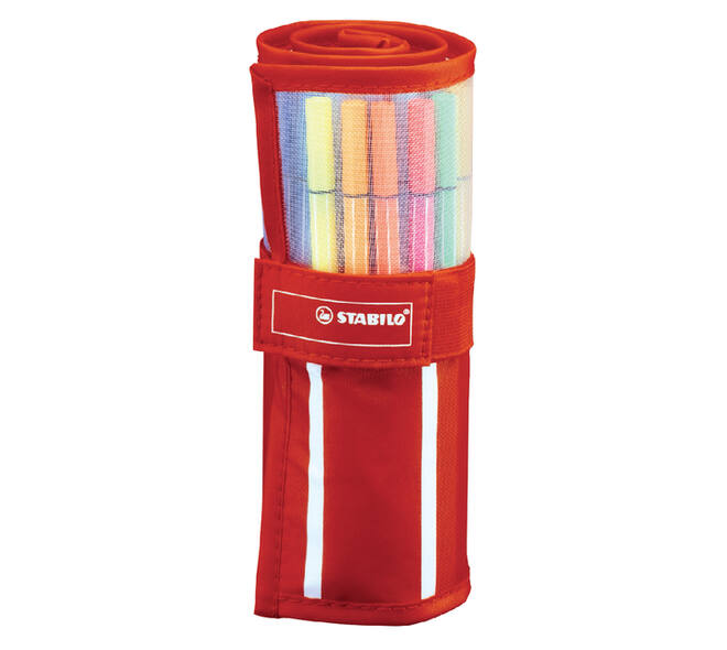 Fineliner STABILO pen 68/30 rollerset rood assorti set à 30 stuks