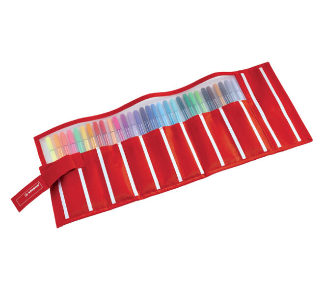 Fineliner STABILO pen 68/30 rollerset rood assorti set à 30 stuks