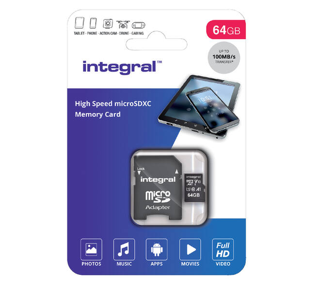 Geheugenkaart Integral microSDXC V10 64GB