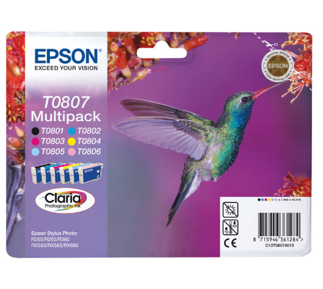 Inktcartridge Epson T0807 zwart + 5 kleuren