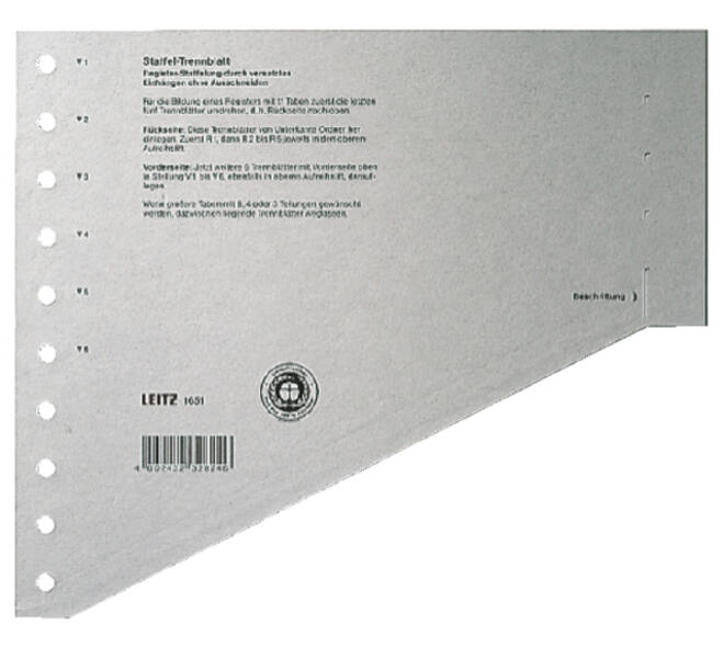 Scheidingsbladen Leitz A4 karton 200gr 11-gaats grijs 100 stuks