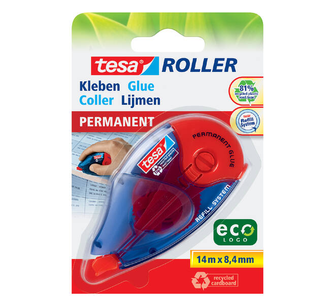 Lijmroller tesa® ecoLogo® permanent navulbaar op blister