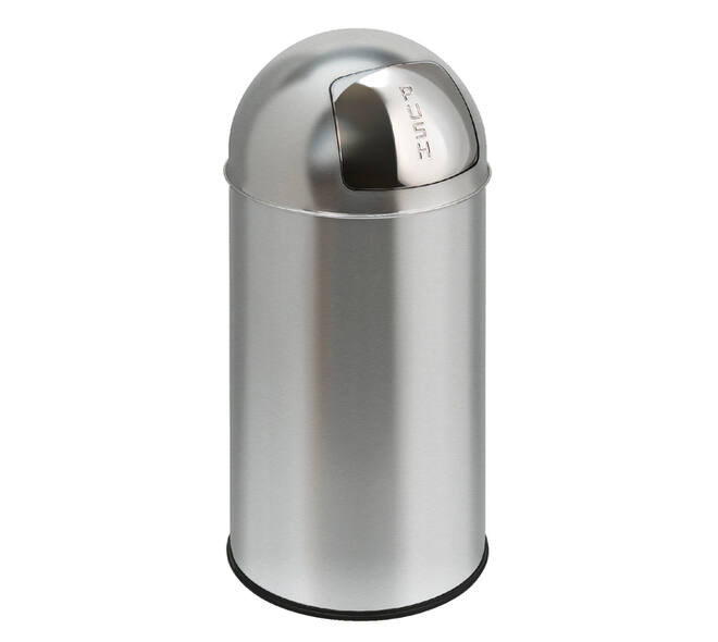 Afvalbak Pushcan met pushdeksel 40liter mat RVS