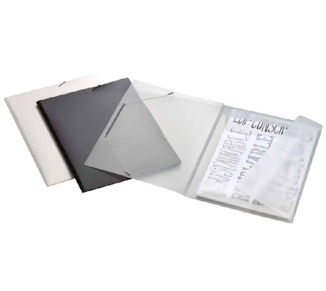 Elastomap Djois college file A4 3 klepppen PP zwart