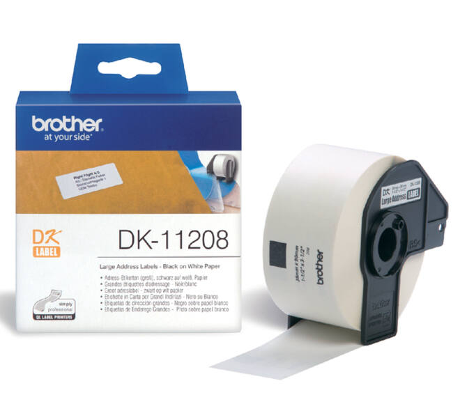 Etiket Brother DK-11208 adressering groot 38x90mm 1 rol á 400 stuks wit