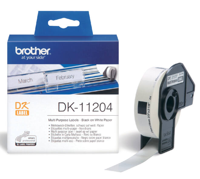 Etiket Brother DK-11204 multifunctioneel 17x54mm 1 rol á 400 stuks wit