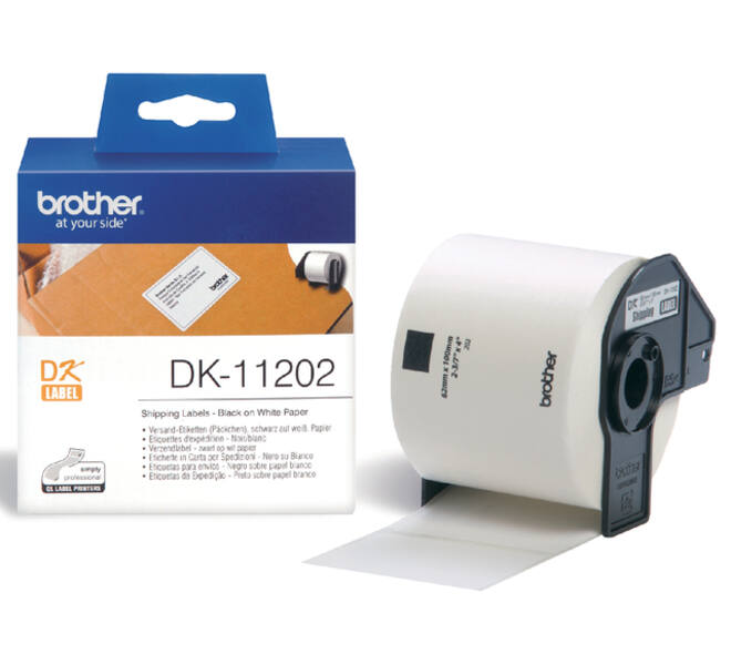 Etiket Brother DK-11202 verzendlabel 62x100mm 1 rol á 300 stuks wit