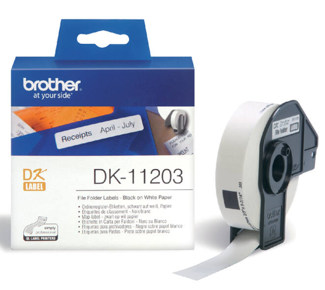 Etiket Brother DK-11203 naamkaart ordner 17x87mm 1 rol á 300 stuks wit