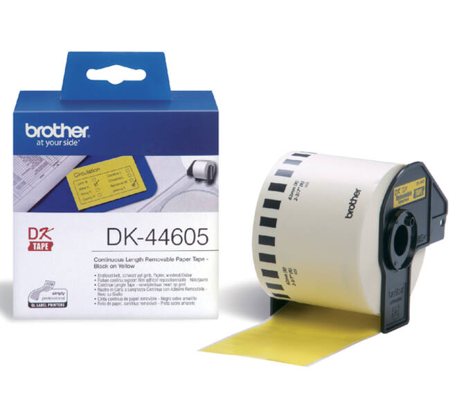 Etiket Brother DK-44605 doorlopend 62mm 1 rol á 30m geel