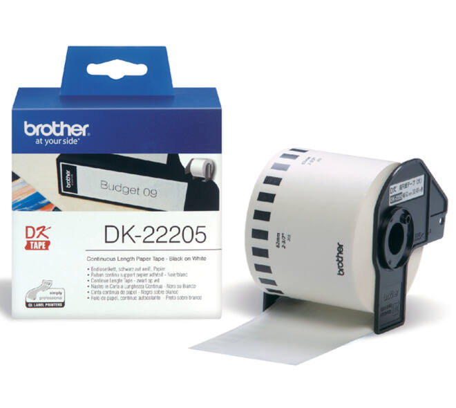Etiket Brother DK-22205 doorlopend 62mm 1 rol á 30m wit