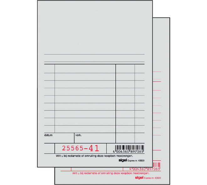 Kassablok Expres SI-40920 150x100mm 50x2vel