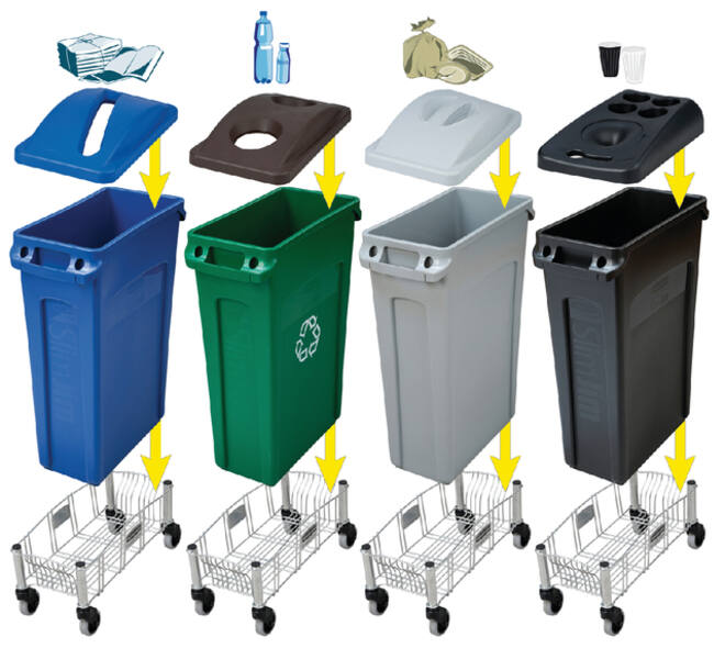 Afvalbak Rubbermaid Slim Jim Vented met luchtsleuven 87 liter grijs