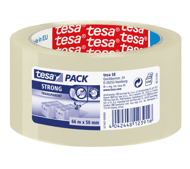 Verpakkingstape tesapack® Strong 66mx50mm PP transparant