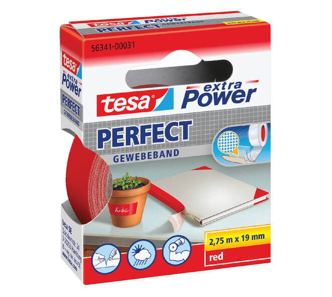 Textieltape tesa® extra Power Perfect 2.75mx19mm rood