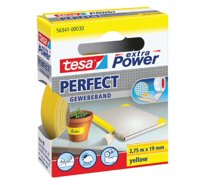 Textieltape tesa® extra Power Perfect 2.75mx19mm geel