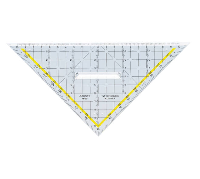 Geodriehoek Aristo 1650/2 225mm met greep transparant