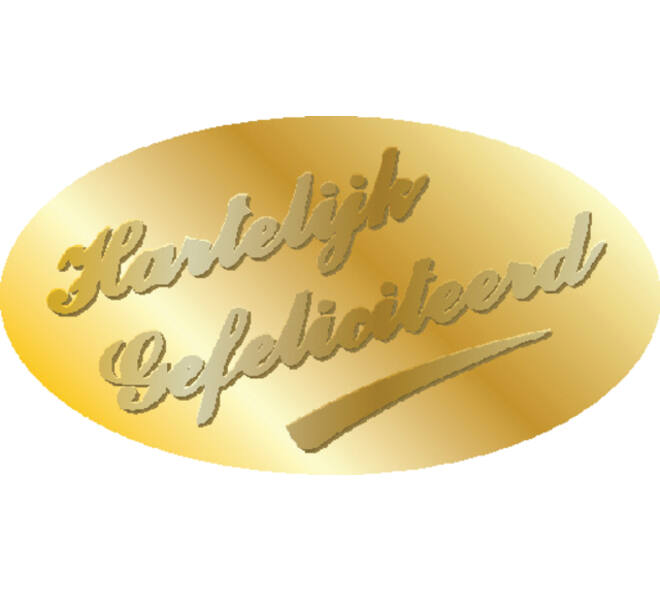 Etiket Haza hartelijk gefeliciteerd goud à 1000 stuks