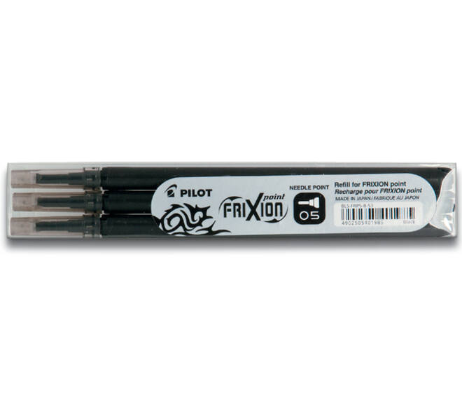 Rollerpenvulling PILOT friXion fijn zwart set à 3 stuks