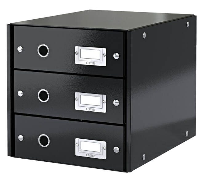 Ladenkast Leitz Click & Store WOW 3 laden gerecycled karton zwart