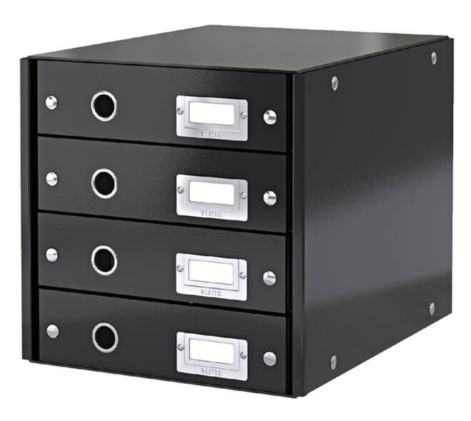 Ladenkast Leitz WOW Click & Store 4 laden gerecycled karton zwart