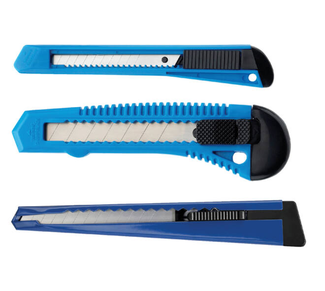 Snijmes Westcott Office 9mm met schuifsluiting en metalen houder blauw