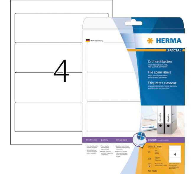 Rugetiket HERMA 5095 breed 61x192mm zelfklevend wit