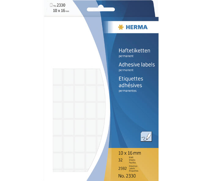 Etiket HERMA 2330 10x16mm wit 2592 stuks
