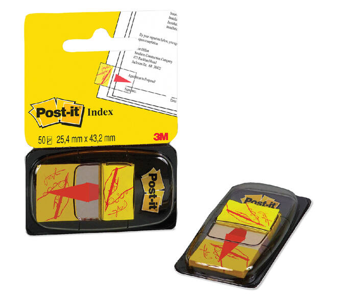 Indextabs Post-it 68031 25,4x43.2mm " hier ondertekenen" geel