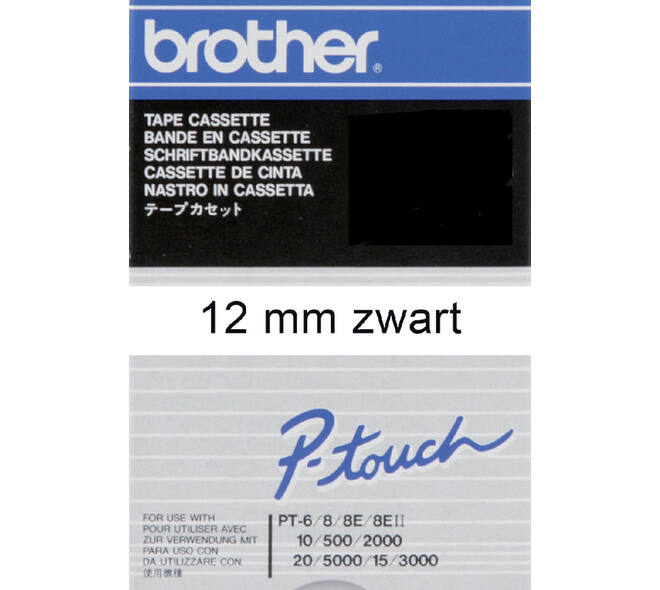 Labeltape Brother P-touch TC-201 standaard 12mm zwart op wit