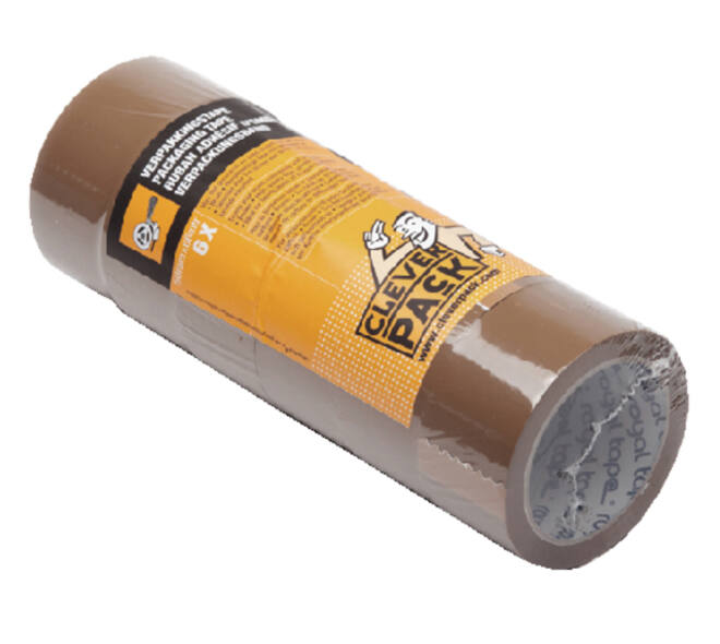 Verpakkingstape CleverPack 48mmx66m bruin PP seal à 6 rollen