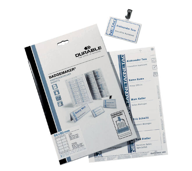 Badgekaart Durable 1455 bedrukbaar 54x90mm 200 stuks