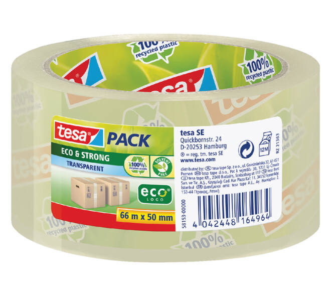 Verpakkingstape tesapack® Eco & Strong 66mx50mm transparant