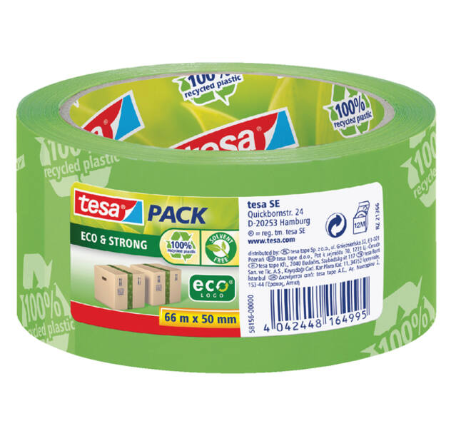 Verpakkingstape tesapack® Eco & Strong 66mx50mm groen bedrukt