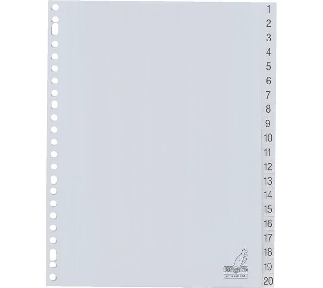 Tabbladen Kangaro 23-gaats G420CM 1-20 genummerd grijs PP