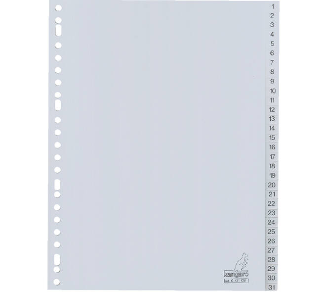 Tabbladen Kangaro 23-gaats G431CM 1-31 genummerd grijs PP