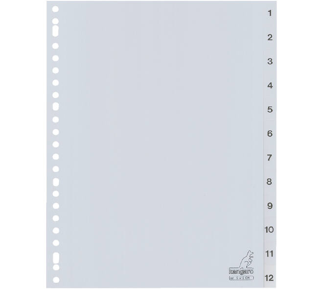 Tabbladen Kangaro 23-gaats G412CM 1-12 genummerd grijs PP
